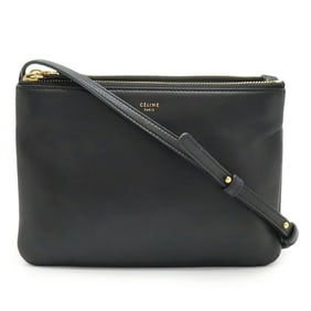 CELINE Trio Small Shoulder Bag/Pouch in Black Leather (192033)