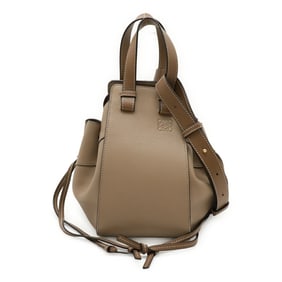 LOEWE Hammock Drawstring Bag, Small Handbag/Shoulder Leather, Beige/Brown, 314.12BZ95