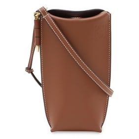 LOEWE Anagram Gate Pocket Shoulder Bag/Pouch in Soft Calfskin Leather, Rust Brown, C650Z42X34