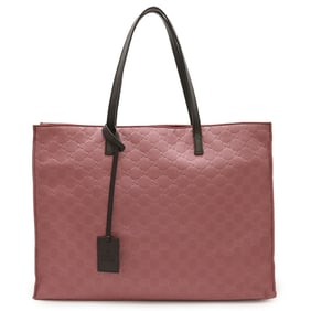 GUCCI GG Nylon Tote Bag, Shoulder Handbag, and Leather, Pink Dark Brown, 355729