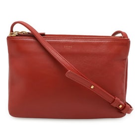 CELINE Trio Small Shoulder Bag/Pouch/Pochette in Red Leather (192033)