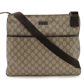 GUCCI GG Supreme Plus Shoulder Bag in PVC and Leather, Beige Dark Brown, 141198