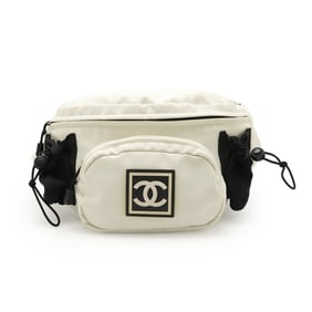 CHANEL Sport Line Waist Pouch, Bag, Body Coco Mark, Nylon, White, Black, A24993