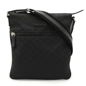 GUCCI GG Nylon Shoulder Bag in Black and Gray Leather (509639)