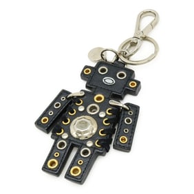 PRADA Prada Robot Trick Keychain Bag Charm Key Ring Leather Nero Black 1AR627