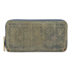 LOUIS VUITTON Monogram Denim Zippy Wallet, Round, Blue, M95341