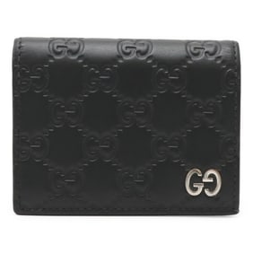 GUCCI Guccissima Signature Card Case Wallet, Bifold, Leather, Black, 522869