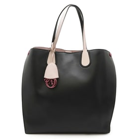 Christian Dior Addict Tote Shoulder Bag Leather Black Pink