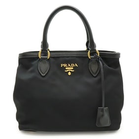 PRADA Prada Handbag Tote Bag Nylon Leather NERO Black Shoulder 1BA172