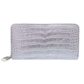 Louis Vuitton Zippy Wallet Alligator Silver Long LV 0690 LOUIS VUITTON