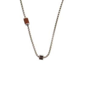 Hermès Meri Melo Metal Buffalo Horn Silver Gray Necklace 0812 HERMES