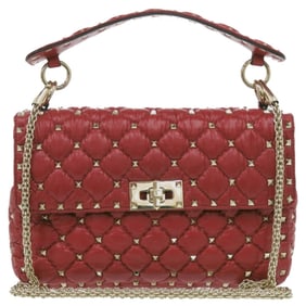 Valentino Garavani Rockstud Chain Shoulder Bag in Red, VALENTINO x MONCLER Nylon, 0306,