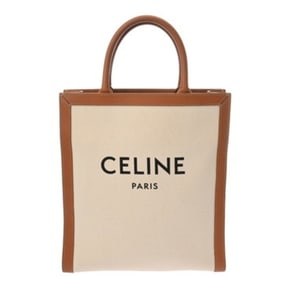 CELINE Vertical Cabas Small Natural/Tan 192082BNZ Women's Canvas and Calfskin Handbag
