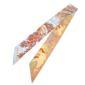 Hermès Twilly Orpheus Scarf Silk Muffler Ciel/Beige Rose/Vermilion 1287 HERMES