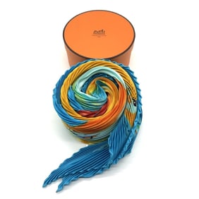 Hermes Millennium Smile Pleated Scarf/Muffler Silk Multicolor HERMES