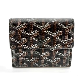 Goyard Marigny Coin Case, Black PVC and Leather Herringbone Square, Women's