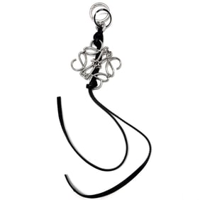 LOEWE Anagram Charm Calfskin Strap Black Silver C821232X02