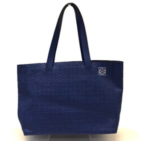 LOEWE Shopper Tote with Repeat Anagram in Blue Leather, 308.23GK86