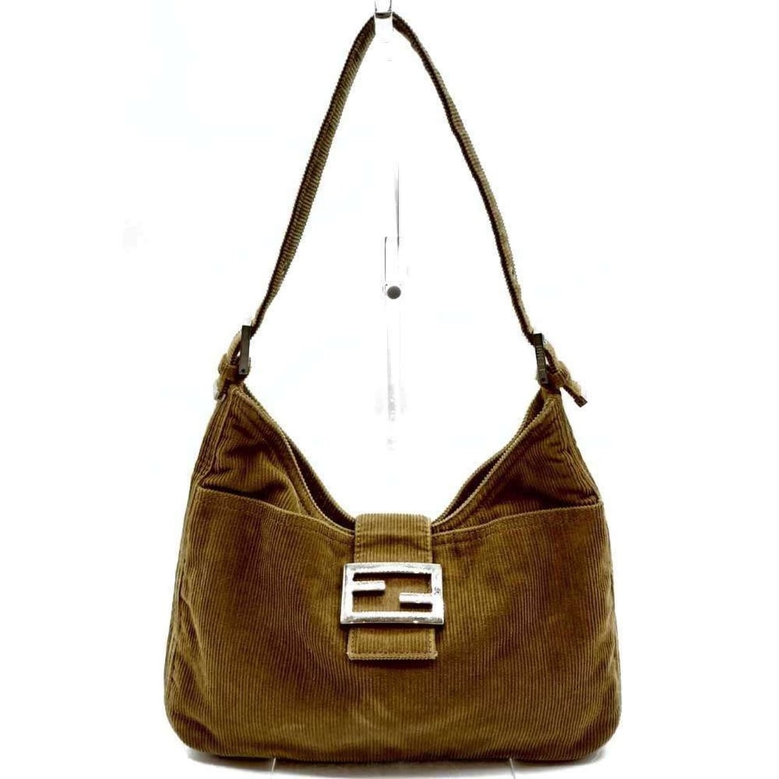 Fendi Shoulder Bag Brown Corduroy Zucca Women's FENDI (1 of 14)