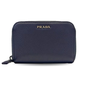 Prada Saffiano Leather Coin Case, Navy Blue, 2MM358 PRADA