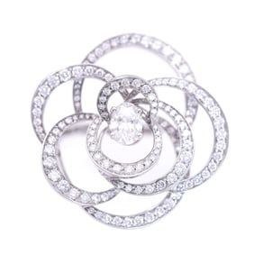 CHANEL Camellia Oval Ring with 0.8ct Diamonds / 140ct and 1.81ct Diamonds, #51, 18KWG 750 White