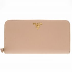 Like new Prada 1ML506 Saffiano Leather Pink Round Zip Long Wallet 1808 PRADA