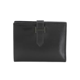 Hermes Hermès Bearn Compact Bifold Wallet in Black Box Calf, Monochrome, B Stamp