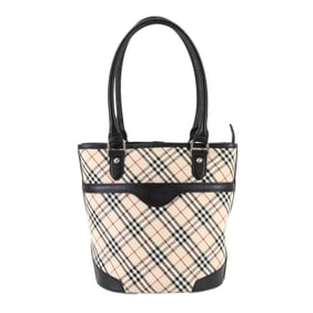 Burberry Nova Check Tote Bag in Canvas, Leather, Beige, and Black