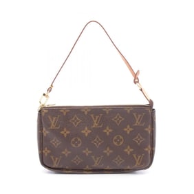 Louis Vuitton Pochette Accessoires Handbag, Coated Canvas and Leather, Monogram, Women's, Brown,
