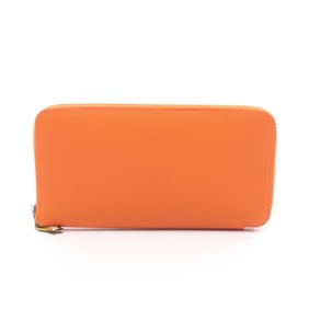 Hermes Hermès Azap Long Silkin Round Wallet, Leather, Epsom Women's, Orange