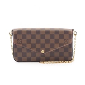 Louis Vuitton Felicie Pochette Shoulder Bag, Coated Canvas Damier Leather, Brown, Women's, N63032