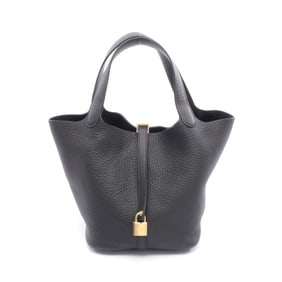 Hermes Hermès Picotin Lock MM handbag in Taurillon Clemence leather, black.