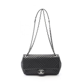 CHANEL bias stitch shoulder bag in lambskin leather, black