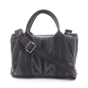 Hermes Hermès Caravan Horizontal PM Handbag, Leather, Veau-Derma, Women's, Black, Orange