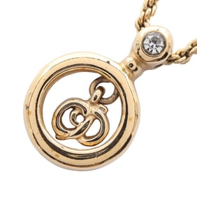 Christian Dior Dior CD logo necklace with gold-plated rhinestones for women.