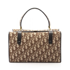 Christian Dior Dior Trotter handbag, canvas and leather, women's, beige brown
