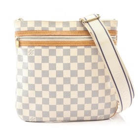 Louis Vuitton Pochette Bosphore Shoulder Bag, Coated Canvas and Leather with Damier Azur, Women's,