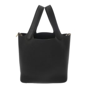 HERMES Picotin Lock PM Black W Stamp (circa 2024) Women's Taurillon Clemence Leather Handbag, Unused