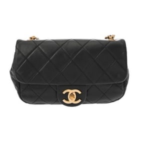 CHANEL Matelasse Mini Chain Shoulder Bag in Black with Calfskin and Pearl, Women's
