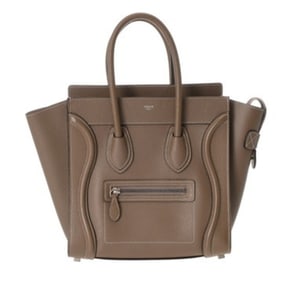 CELINE Luggage Micro Shopper Sliver 189793DRU 09SO Women's Drummed Calfskin Handbag