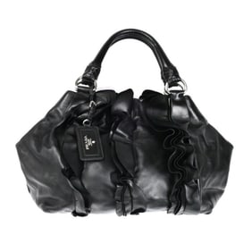 PRADA Prada Handbag Black BR3987 Ruffle Women's