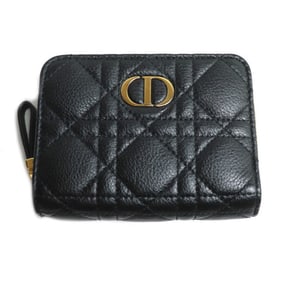 Christian Dior Dior Cannage Caro Scarlet Bifold Wallet, Black, S5032UWHC, M900, Women's
