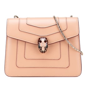 Bvlgari Serpenti Forever Chain Shoulder Bag in Beige and Wine Red Leather for Women