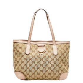 Gucci GG Canvas Handbag 308604 Beige Pink Leather Women's GUCCI