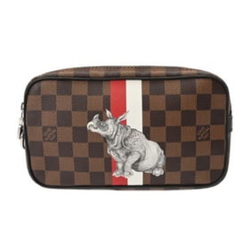 LOUIS VUITTON Damier Pochette Volga Chapman Brown N63350 Men's Canvas Second Bag