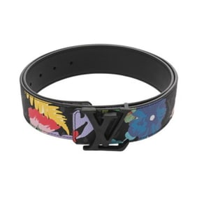 LOUIS VUITTON Monogram Eclipse Santur Phariage 85 Black Men's Canvas Belt MP242