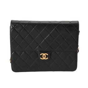 CHANEL Matelasse Chain Shoulder Bag, 22cm, Black, Women's Lambskin
