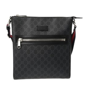 GUCCI GG Supreme Messenger Bag, Black, 474137, Men's PVC Leather Shoulder Bag