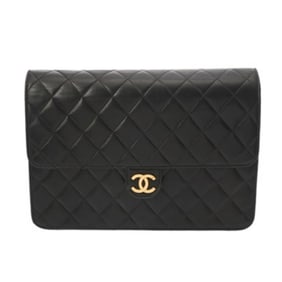 CHANEL Matelasse Push Lock Chain Shoulder Bag, 25cm, Black, Women's Lambskin