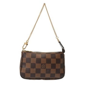 LOUIS VUITTON Damier Mini Pochette Accessoires Brown N58009 Women's Canvas Accessory Pouch